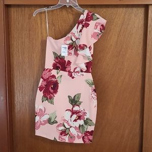 Floral One-Shoulder Ruffle Dress